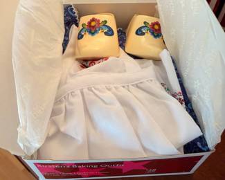 Retired and seemingly barely used AmericanGirl ‘Kirsten’ doll with original outfit, St. Lucia Holiday outfit and Kirsten’s Baking Outfit