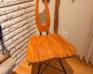 Unique and rare swivel chair attributed to Vienna designer Victor Papanek.  This would have been part of his “Samisen” series dating from 1952-1956