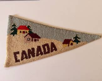 Super cute vintage hooked rug style Canada pennant