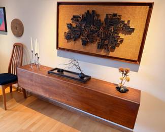 Danish inspired walnut cantilevered sideboard hand made by our client in 1969