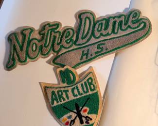 1960’s Notre Dame High School letterman patches, including a very unique “Art Club” patch