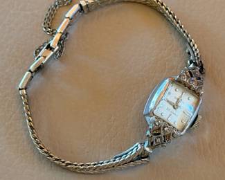 Art Deco ladies Gruen 10k gold filled cocktail watch with diamond chips