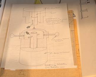 There is a large selection of vintage hand drawn and printed sketches, renderings and blueprints.  