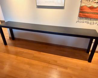 Vintage 90”L x 15”D x 24”T black console table custom made by our client