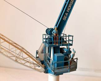Custom made detailed scale model of a Sea Horse pedestal crane, made by hand by our client