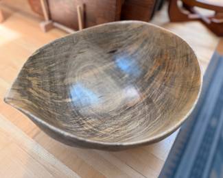 Hand carved wood serving bowl