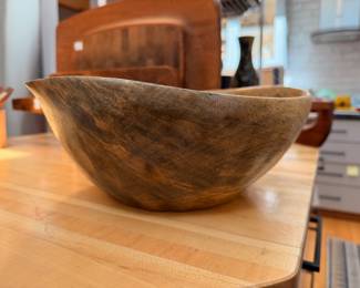 Hand carved wood serving bowl