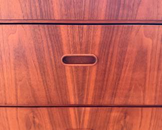 Ca. 1960’s  Falster Møbelfabrik lowboy dresser w/ original skeleton key.  The top probably should be refinished and there is a small veneer loss to one drawer and a quarter size ding on one side, but in overall very nice unrestored condition.