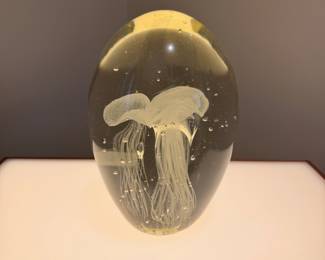 Large art glass jellyfish paperweight