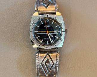 1977 men’s Timex Automatic “Racing Stripe” diver watch