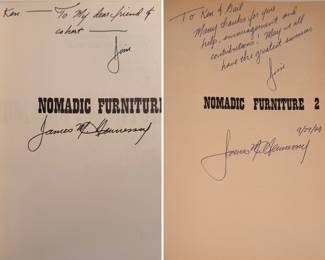 Two copies of the First Edition of ‘Nomadic Furniture - James Hennessey and Victor Papanek’. The two signed and personalized copies will be included with their corresponding furniture piece