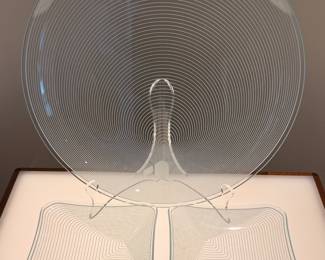 Vintage MCM Lausitzer Glas Kristal op art plates