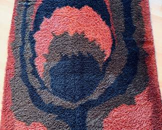 Vintage Scandinavian wool Rya rug