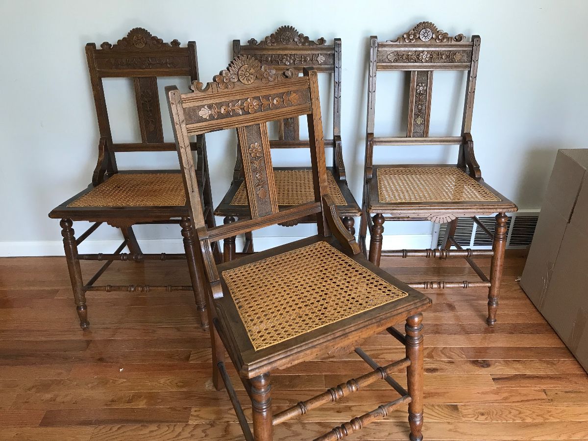 Set of 4 Eastlake Dining Chairs w/ cane seats
