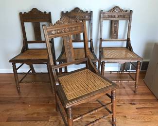 Set of 4 Eastlake Dining Chairs w/ cane seats