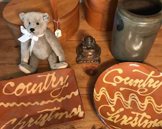 Shaker Boxes, Antique Crock, Christopher Woods, Steiff