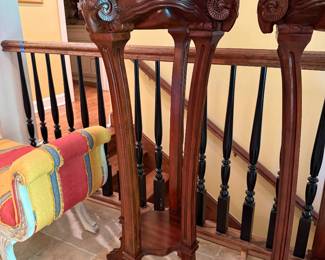 	#8	Carved Mahogany Plant Stand with Brass insert 4"H	 $225.00 				