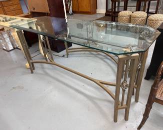 	#67	Console Table Glass and Brass 66x22x29	 $125.00 				