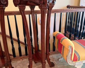 	#7	Carved Mahogany Plant Stand with Brass insert 4'H	 $225.00 				