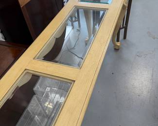 	#68	Console Table  Wood & Glass 58x17x27	 $125.00 				