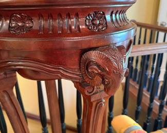 	#7	Carved Mahogany Plant Stand with Brass insert 4'H	 $225.00 				