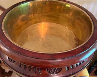 	#7	Carved Mahogany Plant Stand with Brass insert 4'H	 $225.00 				