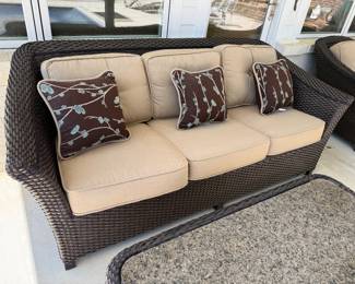 	#96	Outdoor wicker sofa with sunbrella fabric cushions	SOLD