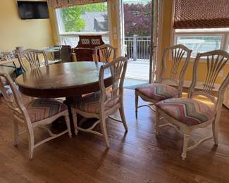 	#39	Antique oak table with 6 chairs "As is Top" 54x30	 $175.00 				