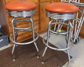 	#77	Leather & Stainless Swivel barstools countertop height 30"H	 $80.00 				