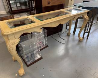 	#68	Console Table  Wood & Glass 58x17x27	 $125.00 				