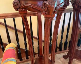 	#8	Carved Mahogany Plant Stand with Brass insert 4"H	 $225.00 				