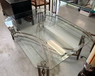 	#71	Coffee Table Glass & Brass 52x36x18	 $125.00 				