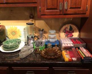 Glassware, candles, blender