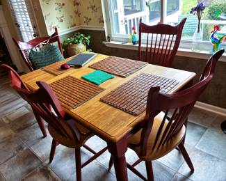 Wooden Dining Table, CountryStyle Wooden Dining Chair, Bamboo Placemats