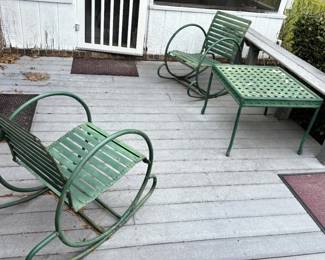 Vintage Patio Metal Rocking Chair Green, Green Square Patio Side Table Green, Door Matts