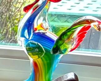 Colorful MuranoStyle Art Glass Rooster