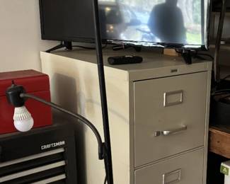 4Tier File Cabinet, Tall Flexible Floor Lamp, Insignia TV