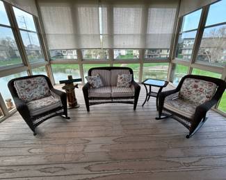 Wicker Rockers and Loveseat
