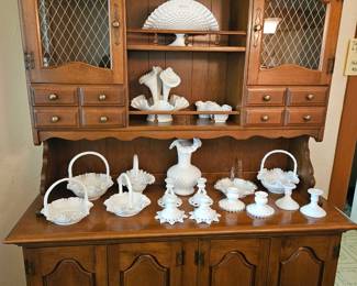 Hutch and milk glass