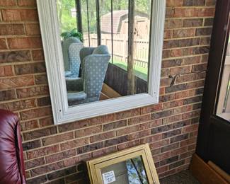 Old barber mirror, doctors medicine cabinet 