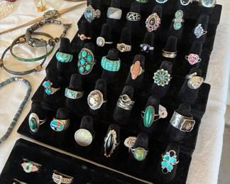 Sterling and turquoise jewelry, some designer pieces including a Tiffany Ring
