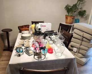 Old mixer and some China cabinet dishes 