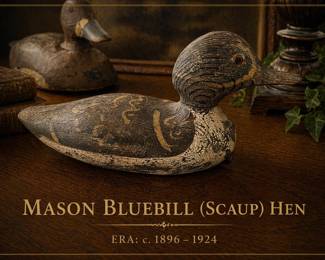 Mason Hand Carved Duck Decoy Era - 1896-1924 Bluebill (Scaup) Hen