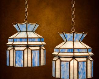 Tiffany Style marbled "slag glass" Pendent Light