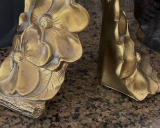 Brass Magnolia Bookends