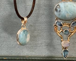 Larimar Pendant, Larimar Blue Topaz, Moonstone Pendants