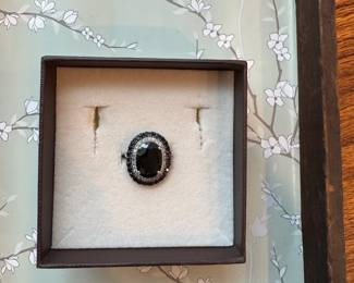 14kt White Gold, Blue Sapphire, and Diamond 