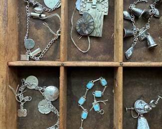 Charm bracelets, earrings, Lamair bracelets, 