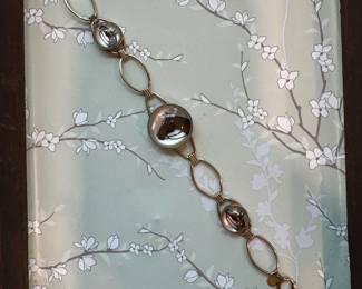 Vintage 14kt Gold fill Horse Crystal Italio reverse painting bracelet 