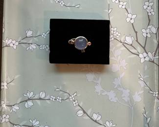 14kt Yellow Gold Moonstone and Pink Sapphire Ring